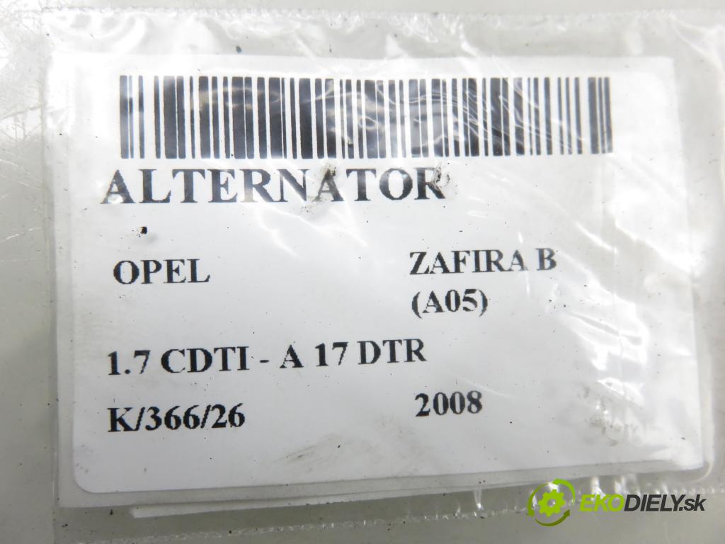 OPEL ZAFIRA B (A05) MINIVAN 2008 92,00 1.7 CDTI - A 17 DTR 1686,00 Alternátor STX100442 (Alternátor)