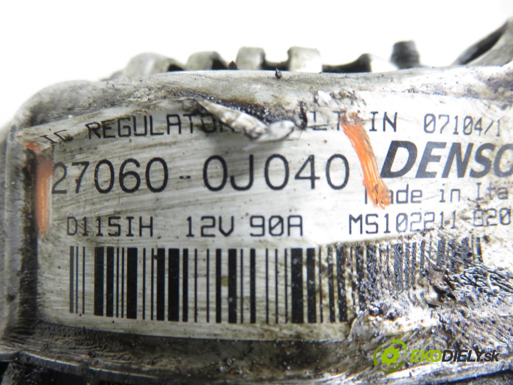 TOYOTA YARIS (_P1_) HB 2004 50,00 1.0 VVT- i 68 - 1SZ-FE 998,00 Alternátor 270600J040 (Alternátor)