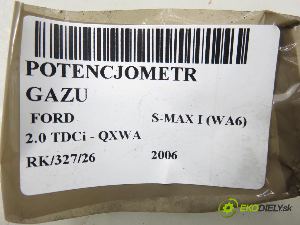 FORD S-MAX (WA6) MINIVAN 2006 103,00 2.0 TDCi - QXWA 1997,00 potenciometr plynového pedálu 6G929F836JC (Potenciometr plynového pedálu)