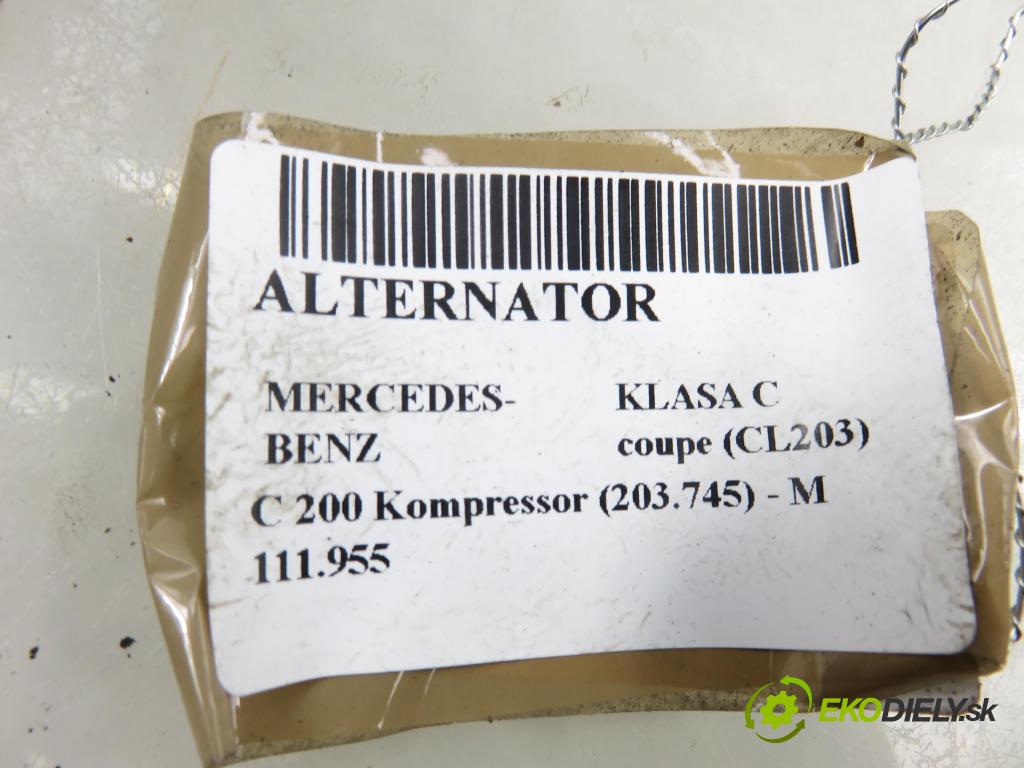 MERCEDES-BENZ KLASA C coupe (CL203) COUPE 2001 120,00 C 200 Kompressor (203.745) - M 111.955 1998,00 Alternátor A0111546802 (Alternátor)