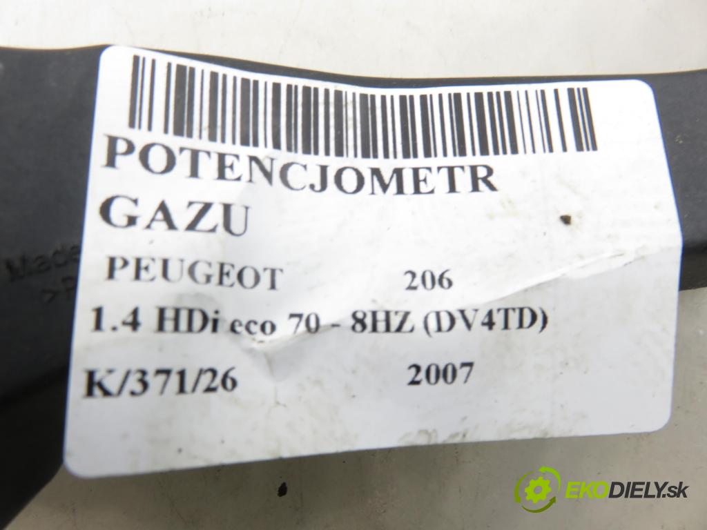 PEUGEOT 206 liftback (2A/C) HB 2007 50,00 1.4 HDi 8V 70 - 8HZ 1398,00 Potenciometer plynu 9659449880 ; 0280755074 (Potenciometer plynového pedálu)