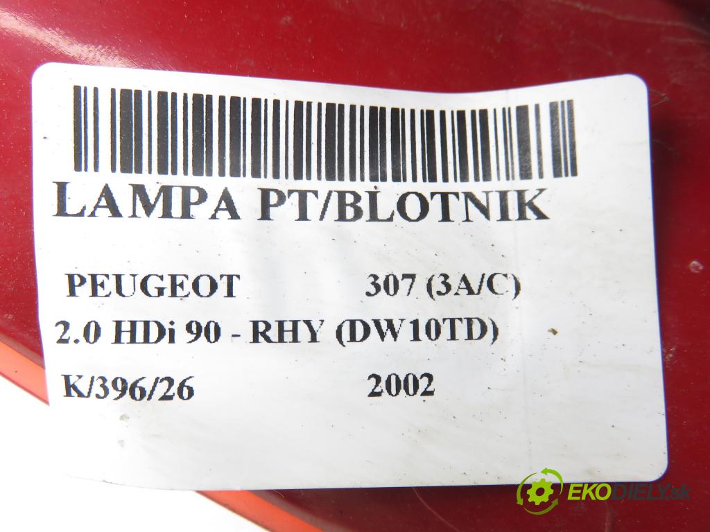 PEUGEOT 307 (3A/C) HB 2002 66,00 2.0 HDi 90 - RHY (DW10TD) 1997,00 Svetlo pravé zadné