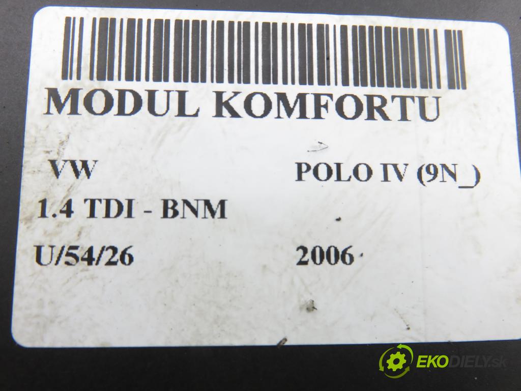VW POLO (9N_) HB 2006 51,00 1.4 TDI - BNM 1422,00 MODUL komfortu 6Q1937049D ; 5WK48212D