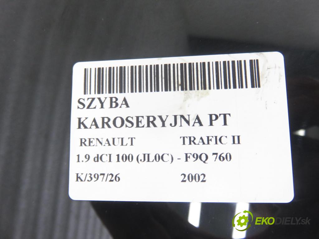 RENAULT TRAFIC II Autobus (JL) BUS 2002 74,00 1.9 dCI 100 (JL0C) - F9Q 760 1870,00 Okno dverí pravé zadné