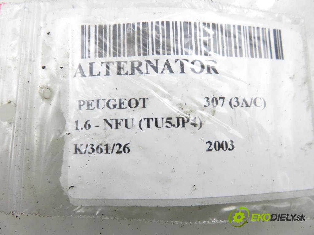 PEUGEOT 307 (3A/C) HB 2003 81,00 1.6 - NFU (TU5JP4) 1587,00 Alternátor F542490A ; SG10B022 (Alternátor)