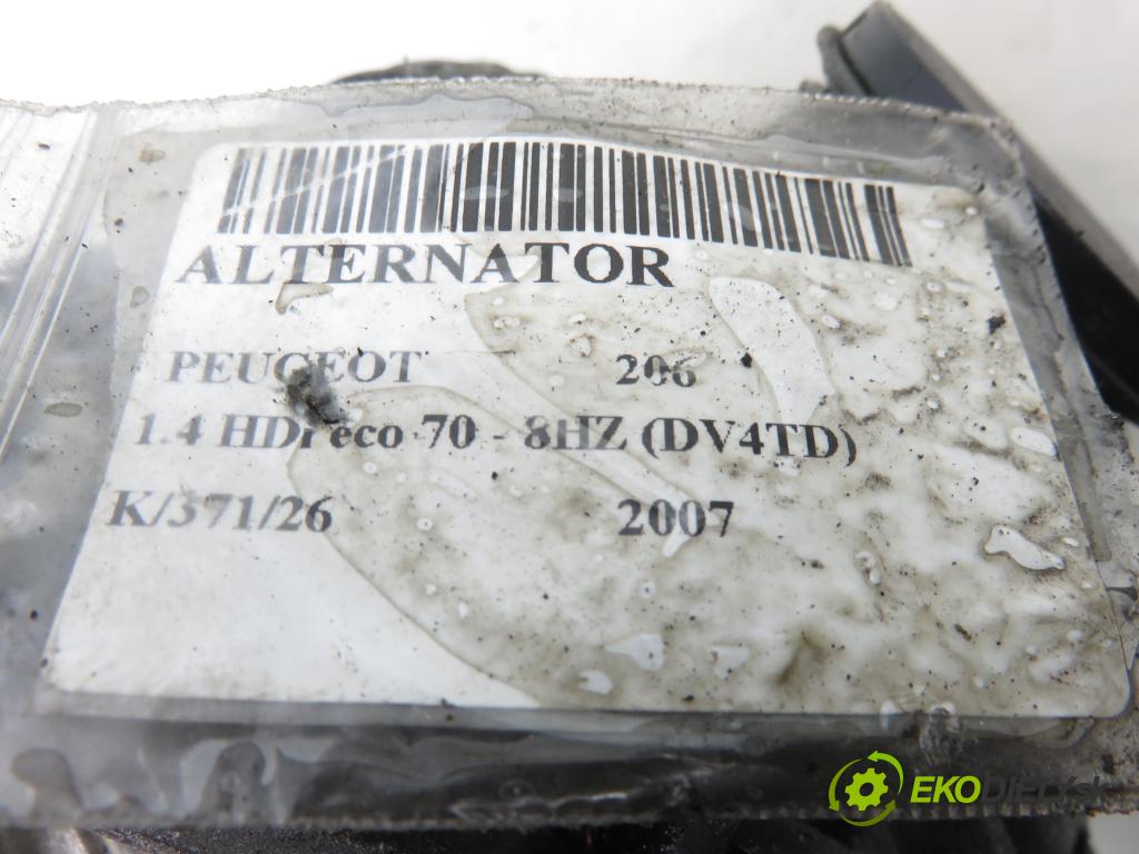 PEUGEOT 206 liftback (2A/C) HB 2007 50,00 1.4 HDi 8V 70 - 8HZ 1398,00 Alternátor 9646321880 ; 0124525035 (Alternátor)