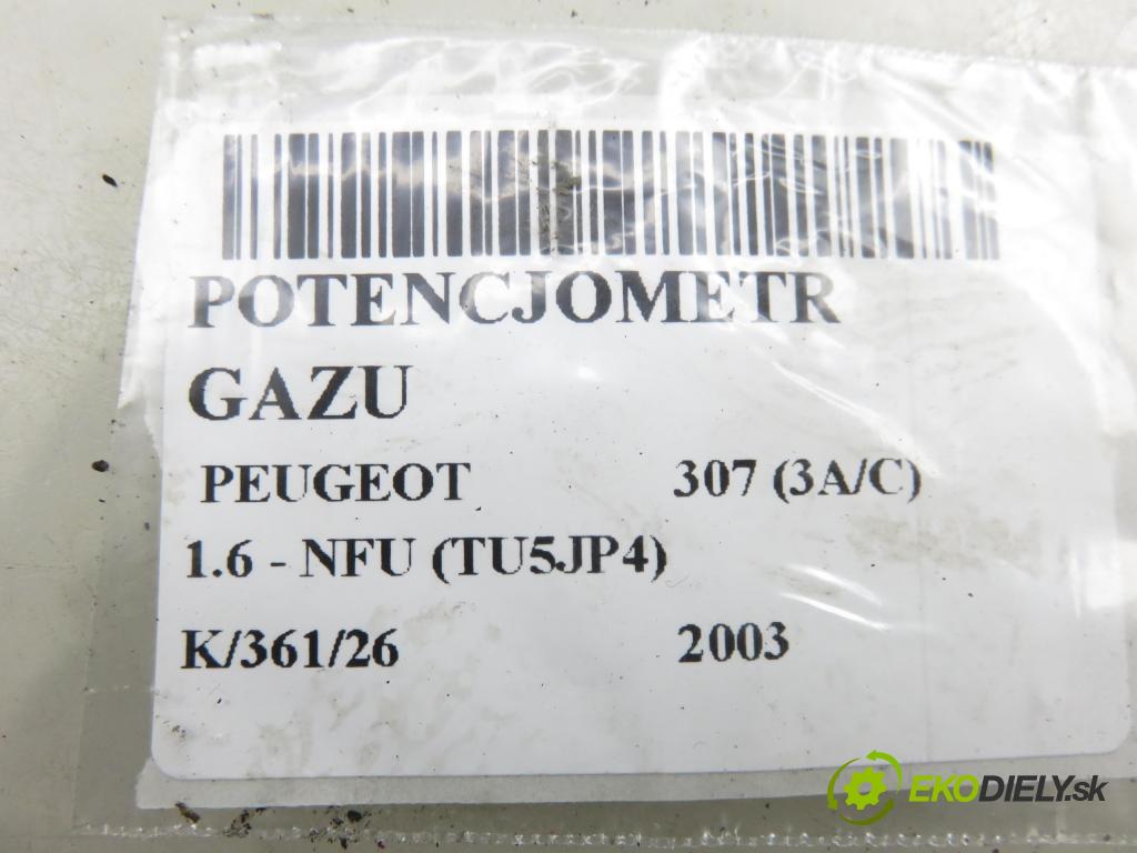 PEUGEOT 307 (3A/C) HB 2003 81,00 1.6 - NFU (TU5JP4) 1587,00 potenciometr plynového pedálu 0280752251 ; 9646702180 ; F00C3E2427 (Potenciometr plynového pedálu)