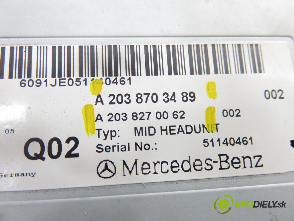 MERCEDES-BENZ KLASA C T-Model (S203) KOMBI 2005 90,00 C 200 CDI (203.207) 122 - OM 646.962 2148,00 RADIO CD 2038703489 ; 2038270062