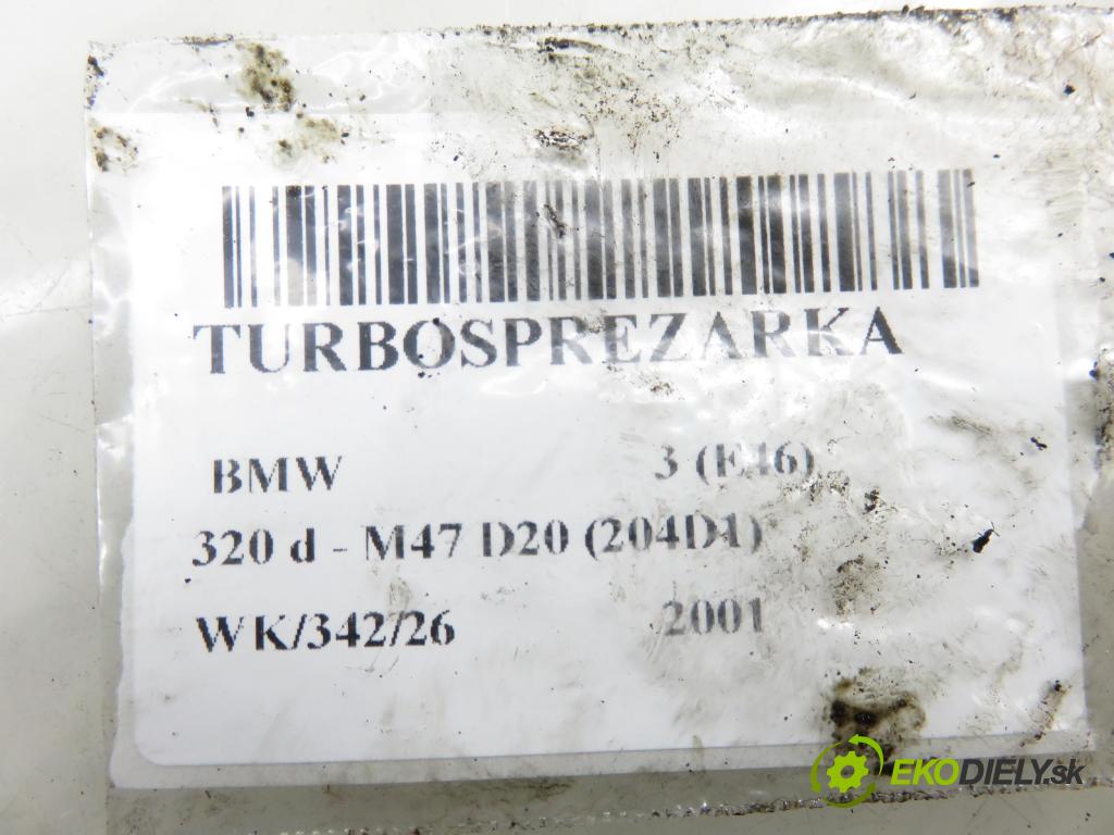 BMW 3 (E46) SEDAN 2001 100,00 320 d 136 - M47 D20 (204D1) 1951,00 Turbodúchadlo 2247297G (Turbodúchadlo (kompletné))