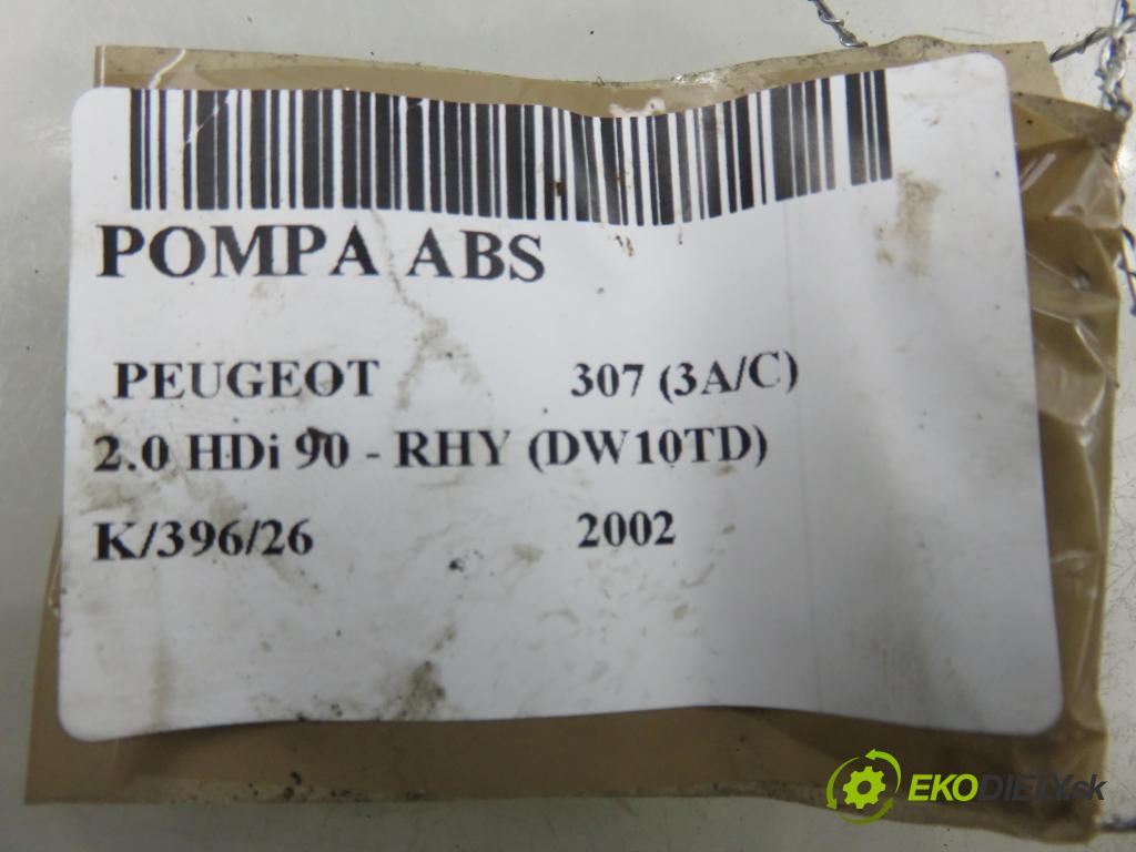 PEUGEOT 307 (3A/C) HB 2002 66,00 2.0 HDi 90 - RHY (DW10TD) 1997,00 pumpa ABS 0265800301 (Pumpa ABS)