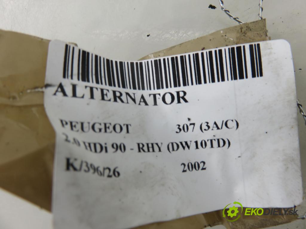 PEUGEOT 307 (3A/C) HB 2002 66,00 2.0 HDi 90 - RHY (DW10TD) 1997,00 Alternátor 9645907580 (Alternátor)