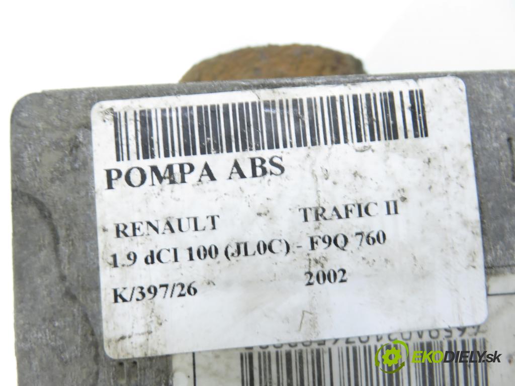 RENAULT TRAFIC II Autobus (JL) BUS 2002 74,00 1.9 dCI 100 (JL0C) - F9Q 760 1870,00 Pumpa ABS 13509005 ; 13664105 (Pumpa ABS)