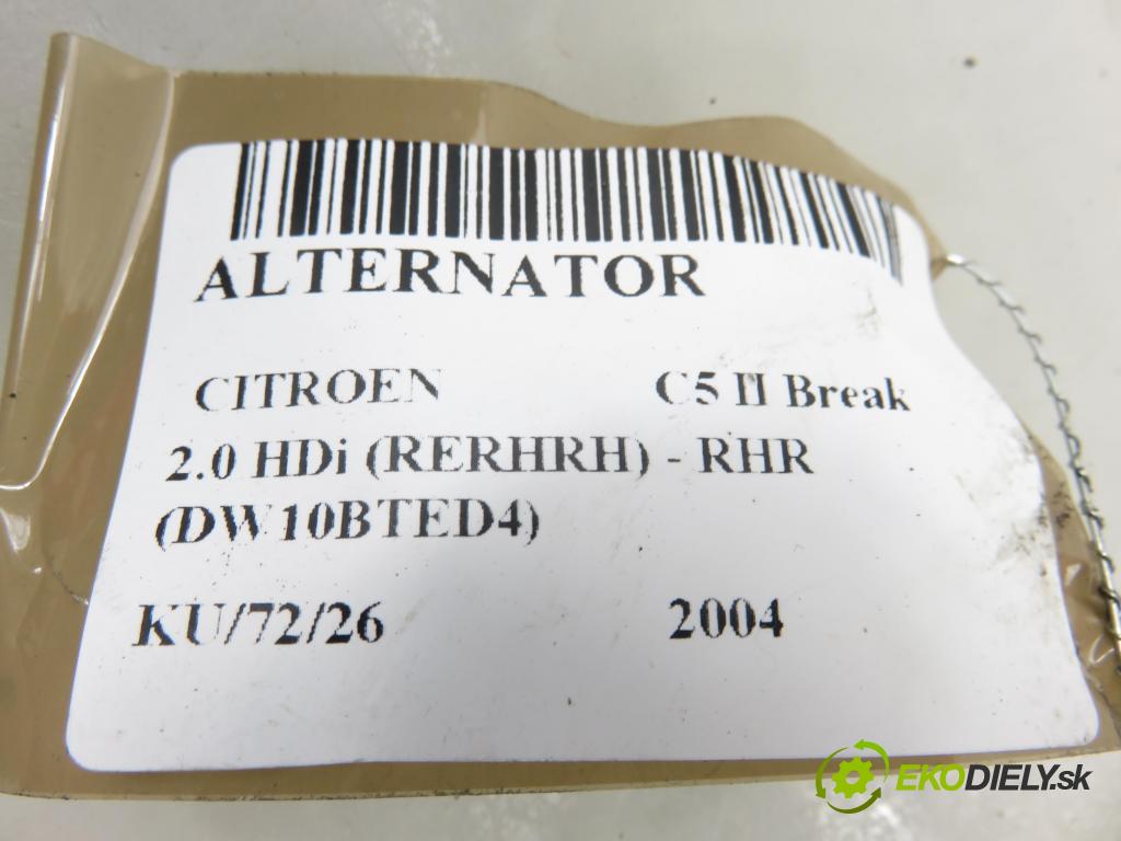 CITROEN C5 II Break (RE_) KOMBI 2004 100,00 2.0 HDi 136 1997,00 Alternátor 9654752880 ; A004TJ0084C (Alternátor)