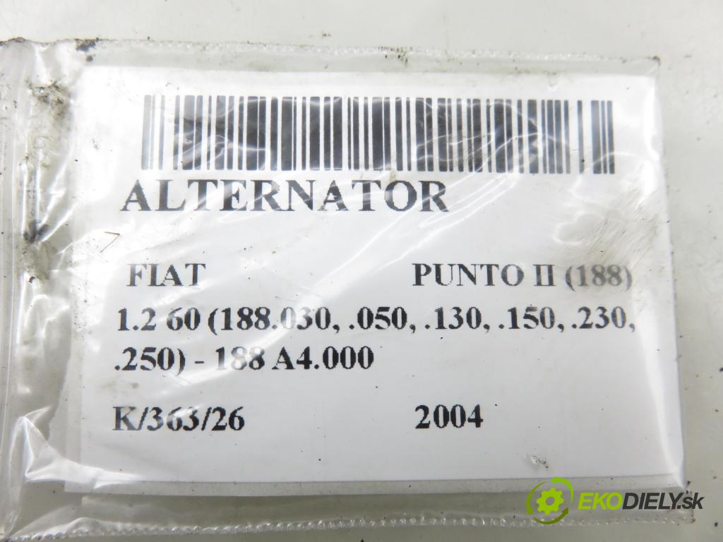 FIAT PUNTO (188_) HB 2004 44,00 1.2 60 - 188 A4.000 1242,00 Alternátor  (Alternátor)