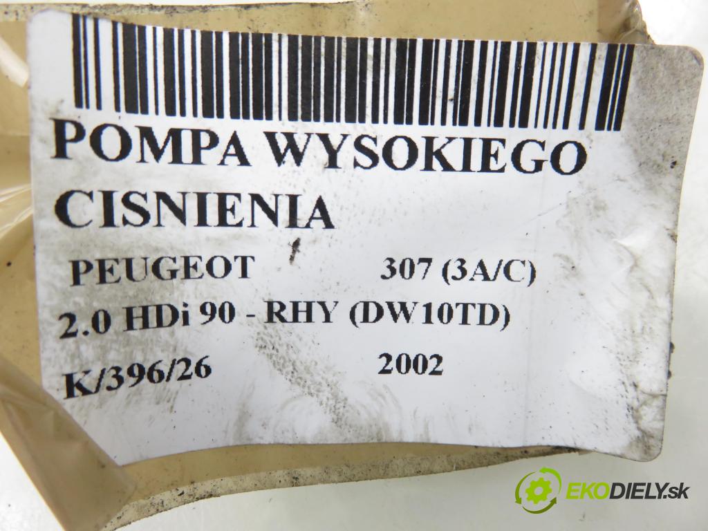 PEUGEOT 307 (3A/C) HB 2002 66,00 2.0 HDi 90 - RHY (DW10TD) 1997,00 pumpa vysokého TLAK: FTP618610 ; 5WS40018 ; 9636818480