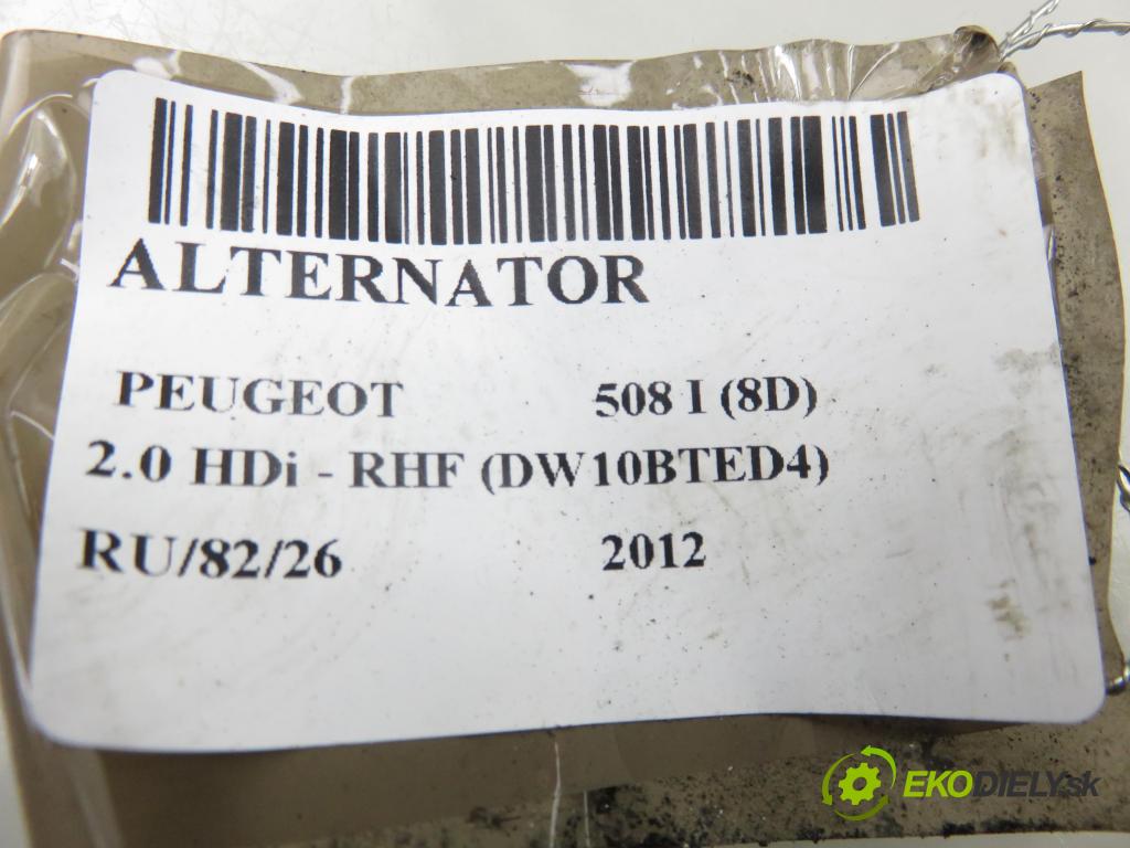 PEUGEOT 508 I (8D_) SEDAN 2012 103,00 2.0 HDi - RHF (DW10BTED4) 1997,00 Alternátor 9678049480 (Alternátor)