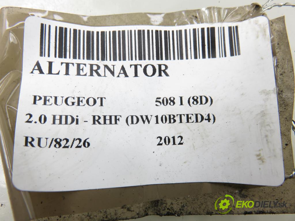PEUGEOT 508 I (8D_) SEDAN 2012 103,00 2.0 HDi - RHF (DW10BTED4) 1997,00 Alternátor 9678049480 (Alternátor)