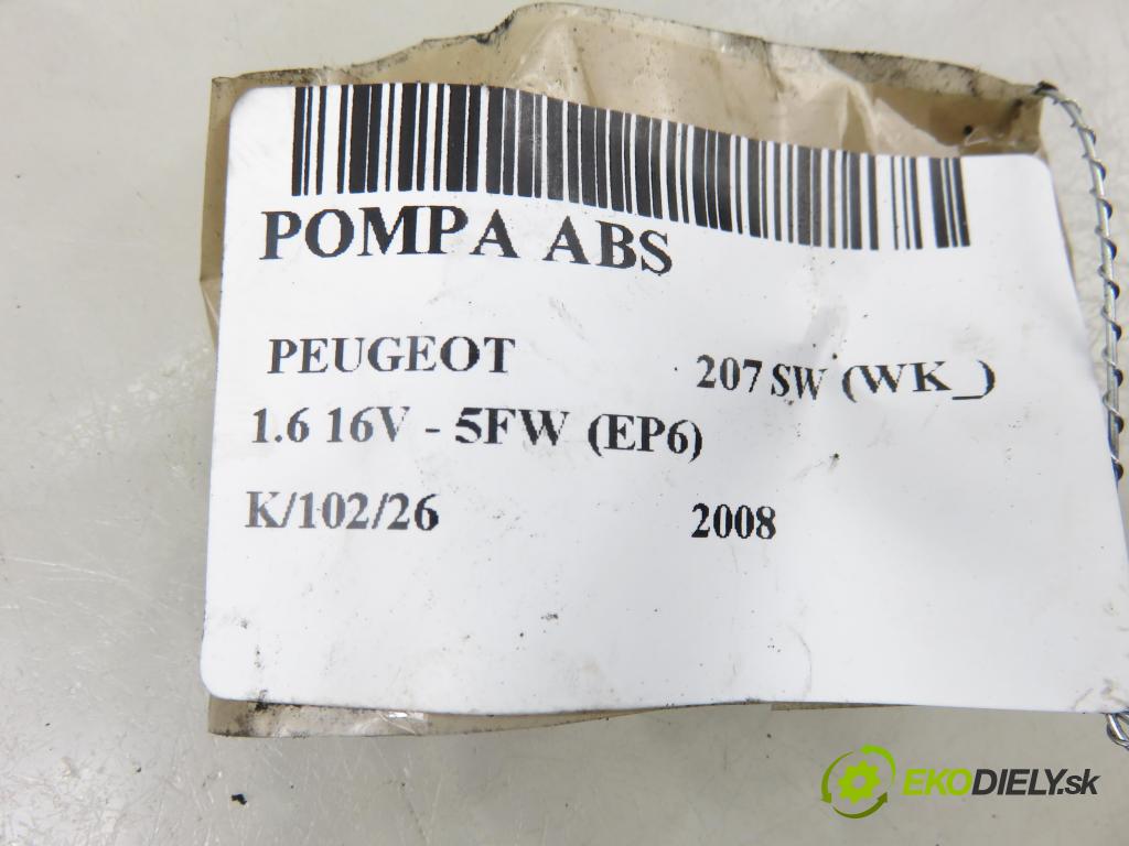 PEUGEOT 207 SW (WK_) KOMBI 2008 88,00 1.6 16V - 5FW (EP6) 1598,00 Pumpa ABS 10097011463 ; 9663945580 ; 10020701054 (Pumpa ABS)