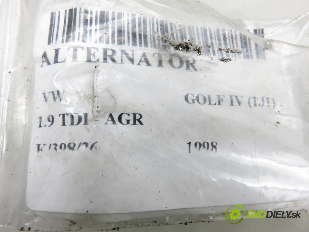 VW GOLF IV (1J1) HB 1998 66,00 1.9 TDI - AGR 1896,00 Alternátor 038903023J ; 0123515021 (Alternátor)