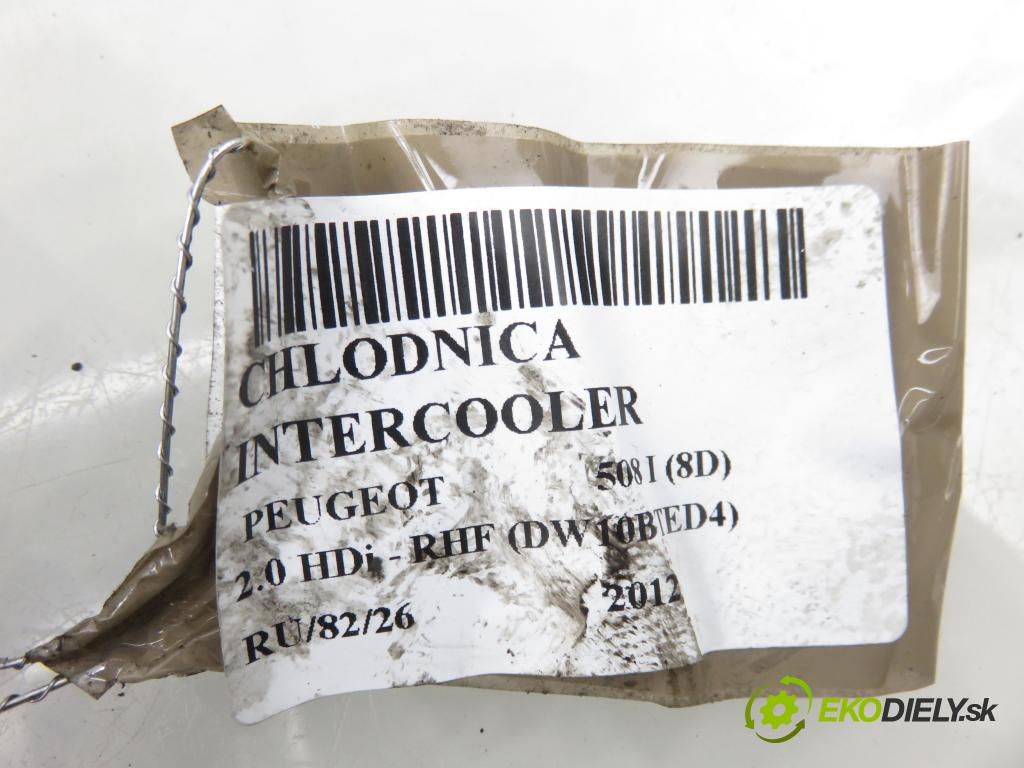 PEUGEOT 508 I (8D_) SEDAN 2012 103,00 2.0 HDi - RHF (DW10BTED4) 1997,00 chladič intercooler 9683009680