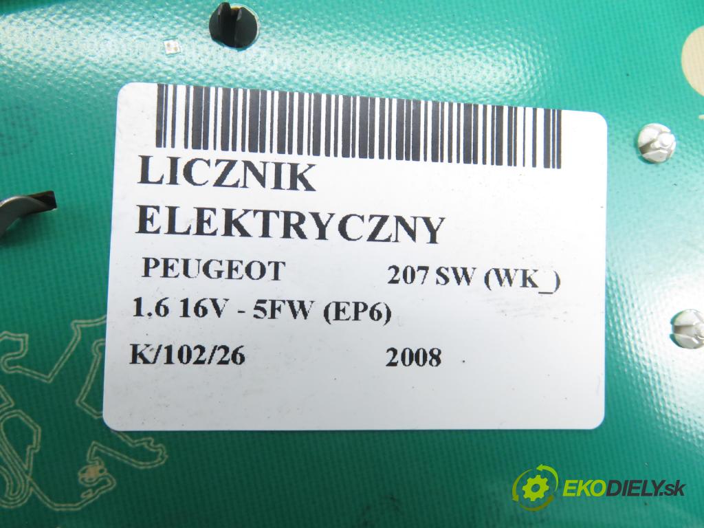 PEUGEOT 207 SW (WK_) KOMBI 2008 88,00 1.6 16V - 5FW (EP6) 1598,00 Prístrojovka elektrický 9662903880
