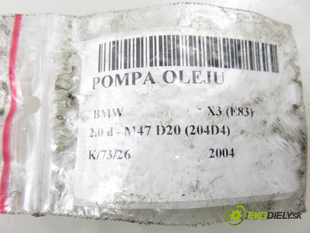 BMW X3 (E83) SUV 2004 110,00 2.0 d 150 - M47 D20 (204D4) 1995,00 Pumpa oleja 7789840 ; 8706651033 (Olejová pumpa)