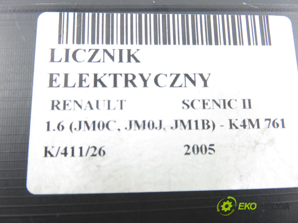 RENAULT SCENIC II (JM0/1_) MINIVAN 2005 0,00 1.6 (JM0C, JM0J, JM1B) - K4M 761 1598,00 Prístrojovka elektrický P8200451505