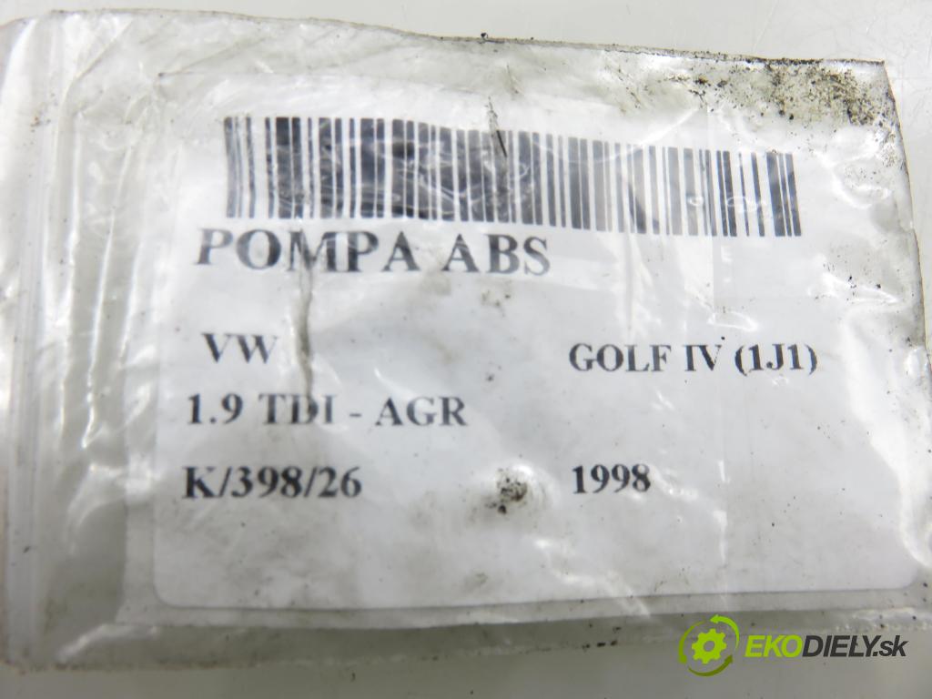VW GOLF IV (1J1) HB 1998 66,00 1.9 TDI - AGR 1896,00 pumpa ABS 1J0907379D ; 10094903003 ; 1J0614117B (Pumpa ABS)