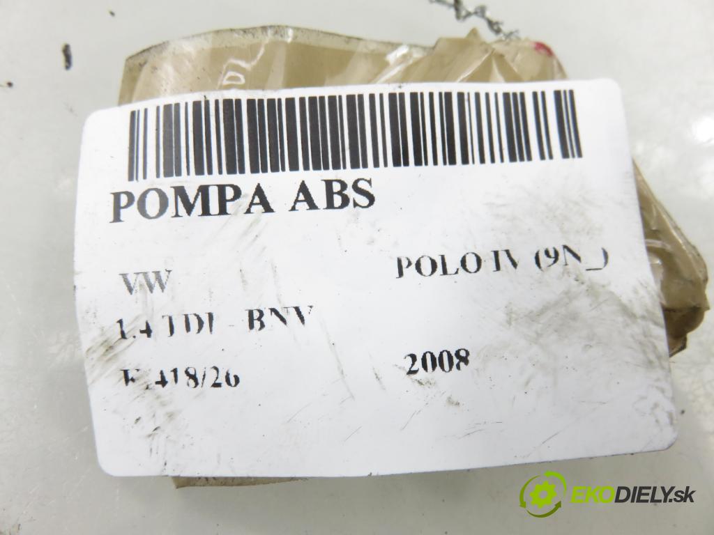 VW POLO (9N_) HB 2008 59,00 1.4 TDI - BNV 1422,00 Pumpa ABS 6Q0907379BC ; 0265800775 (Pumpa ABS)
