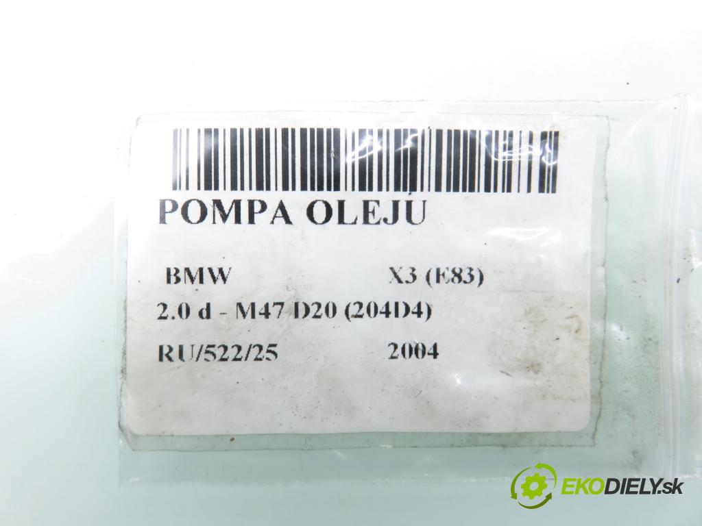 BMW X3 (E83) SUV 2004 110,00 2.0 d 150 - M47 D20 (204D4) 1995,00 pumpa oleje 7789840 ; 8706651033 (Olejové čerpadlo)