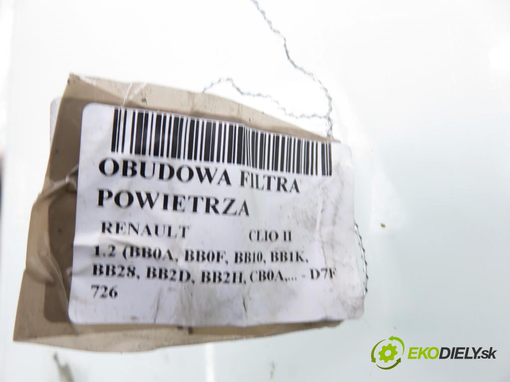 RENAULT CLIO II (BB_, CB_) HB 2001 43,00 1.2 8V 58 - D7F 726 1149,00 Obal filtra vzduchu 7700105236K ; 7700873536 ; 7700110525 (Obal vzduchového filtra)