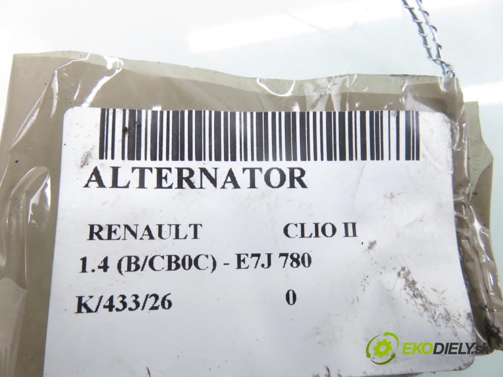 RENAULT CLIO II (BB_, CB_) HB 2000 70,00 1.4 16V 95 - K4J 712 1390,00 Alternátor 7700422237 (Alternátor)