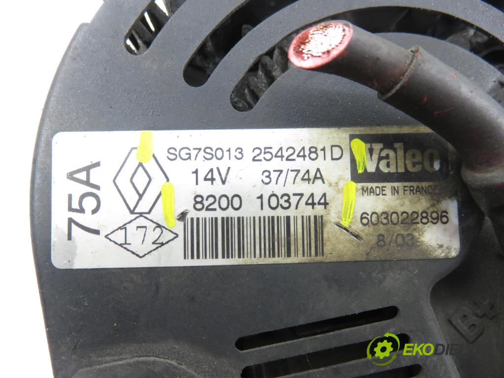 RENAULT THALIA I (LB0/1/2_) SEDAN 2001 0,00 1.4 16V - K4J 712 1390,00 Alternátor 8200103744 ; 2542481D ; SG7S013 (Alternátor)