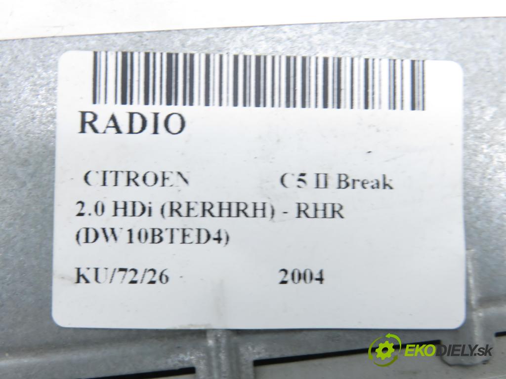 CITROEN C5 II Break (RE_) KOMBI 2004 100,00 2.0 HDi 136 1997,00 RADIO CD 9660647977