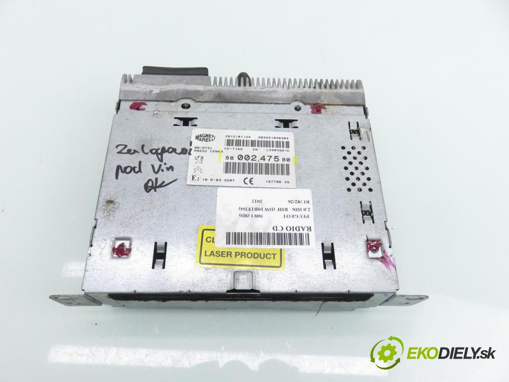 PEUGEOT 508 I (8D_) SEDAN 2012 103,00 2.0 HDi - RHF (DW10BTED4) 1997,00 RADIO CD 9800247580