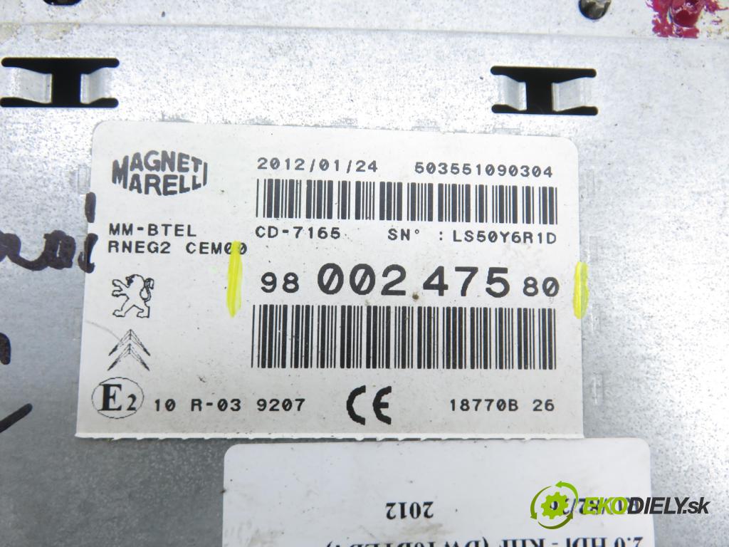 PEUGEOT 508 I (8D_) SEDAN 2012 103,00 2.0 HDi - RHF (DW10BTED4) 1997,00 RADIO CD 9800247580