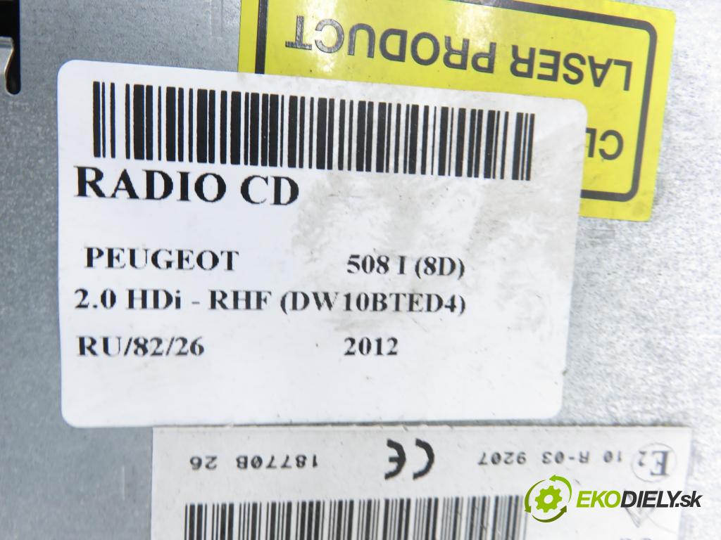 PEUGEOT 508 I (8D_) SEDAN 2012 103,00 2.0 HDi - RHF (DW10BTED4) 1997,00 RADIO CD 9800247580