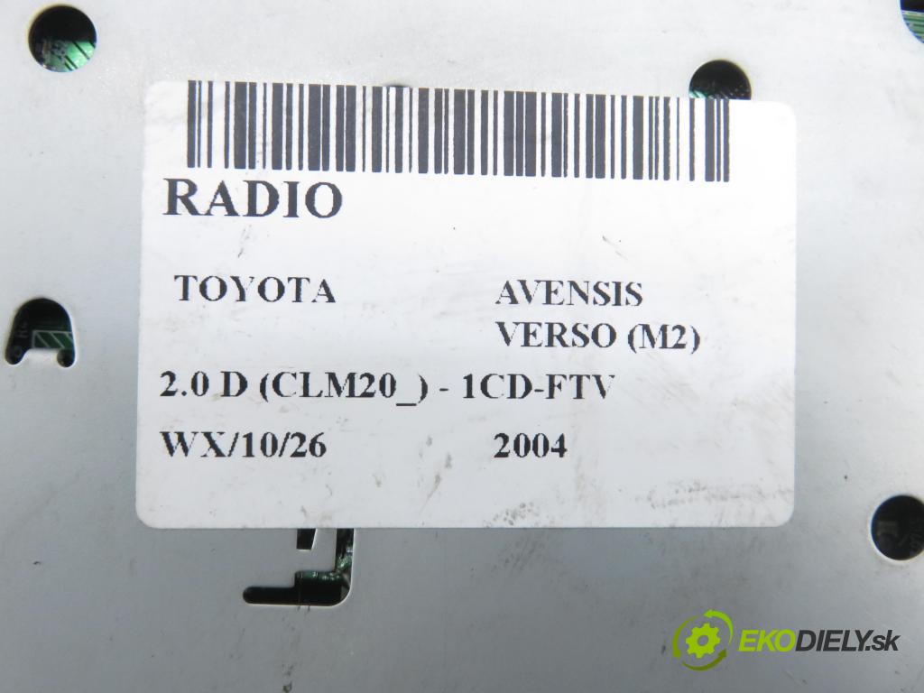 TOYOTA AVENSIS VERSO (_M2_) MINIVAN 2004 85,00 2.0 D (CLM20_) - 1CD-FTV 1995,00 RADIO CD 8612042130