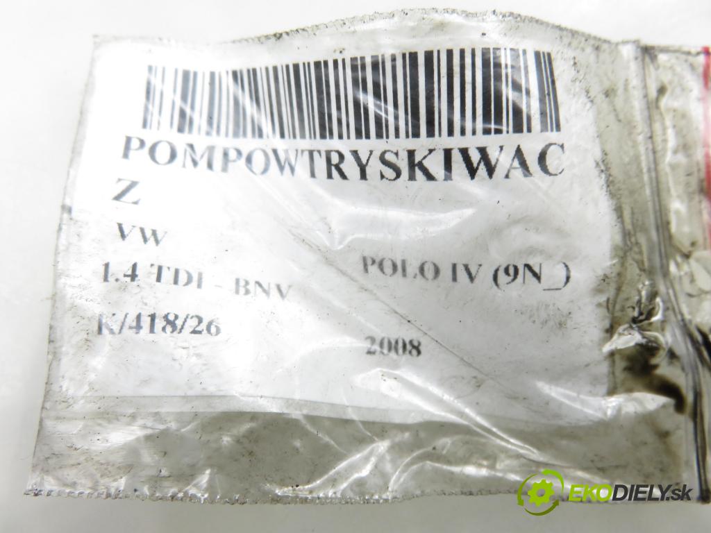 VW POLO (9N_) HB 2008 59,00 1.4 TDI - BNV 1422,00 Vstrekovač 038130073BP ; 0414720314 (Vstrekovač paliva)