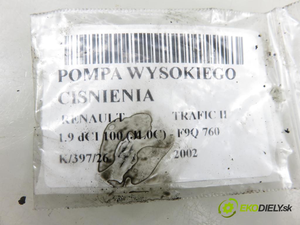 RENAULT TRAFIC II Autobus (JL) BUS 2002 74,00 1.9 dCI 100 (JL0C) - F9Q 760 1870,00 Pumpa vysokého tlaku 0445010031 ; 8200055072 ; 0928400654