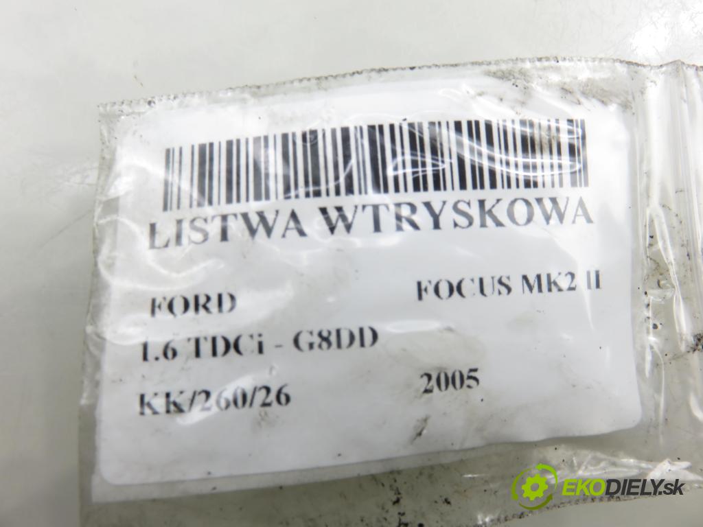 FORD FOCUS II (DA_, HCP) HB 2005 80,00 1.6 TDCi - G8DD 1560,00 lišta vstřikovací 965492680 ; 55PP0602 ; 9653981180 (Vstřikovací lišta)