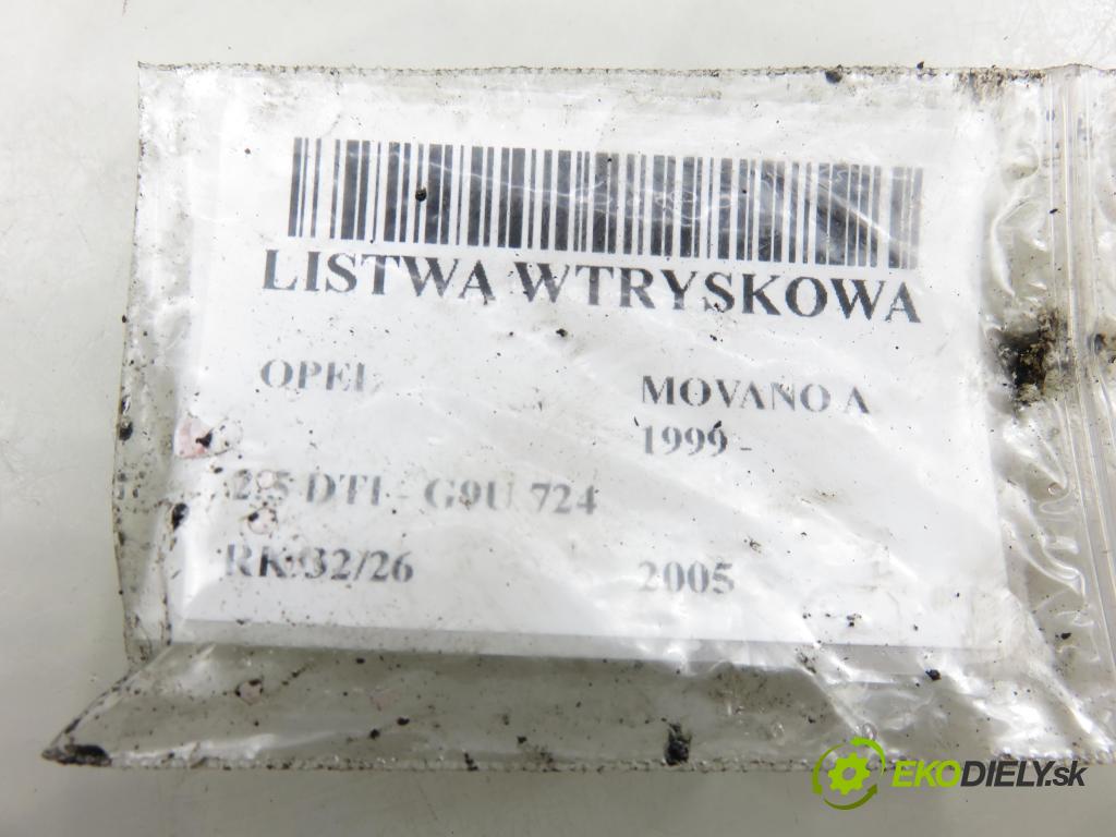 OPEL MOVANO Furgon (X70) FURGON 2005 84,00 2.5 DTI - G9U 724 2464,00 lišta vstřikovací 0445214042 ; 8200347593 ; 0281002568 (Vstřikovací lišta)