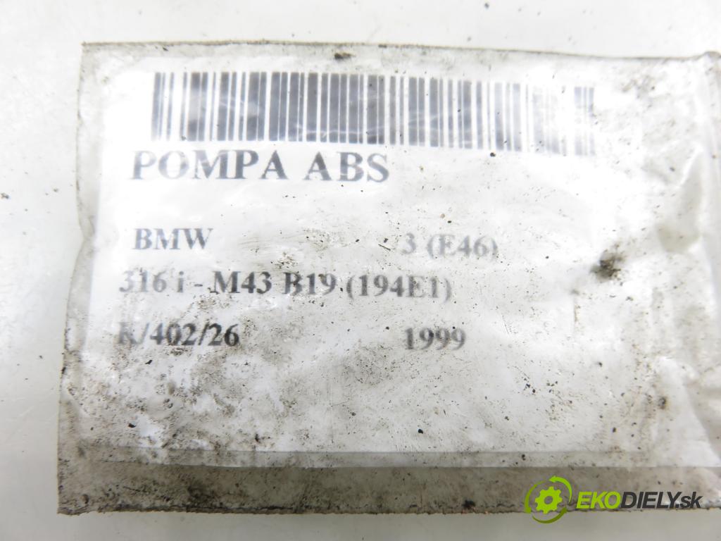BMW 3 (E46) SEDAN 1999 77,00 316 i 105 - M43 B19 (194E1) 1895,00 Pumpa ABS 1164897 ; 10094808013 ; 1164896 (Pumpa ABS)
