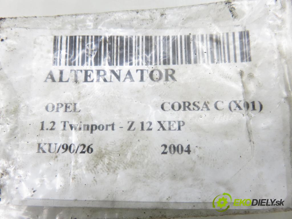 OPEL CORSA C (X01) HB 2004 59,00 1.2 16V Twinport 80 - Z 12 XEP 1229,00 Alternátor 24437119XK ; 0124225041 (Alternátor)