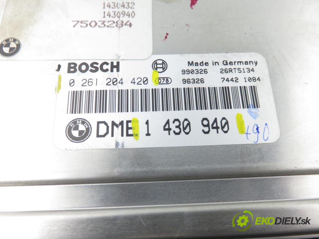 BMW 3 (E46) SEDAN 1999 77,00 316 i 105 - M43 B19 (194E1) 1895,00 Riadiaca jednotka Motor 1430940 ; 0261204420