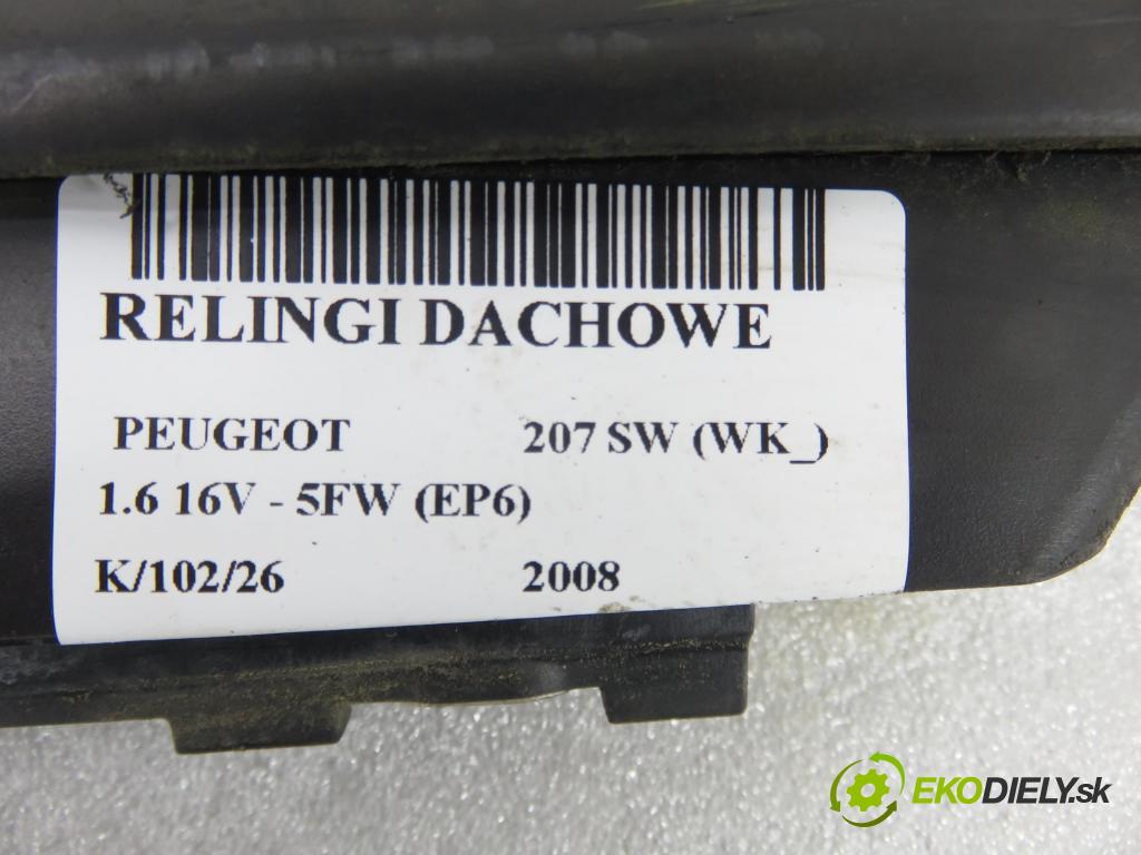 PEUGEOT 207 SW (WK_) KOMBI 2008 88,00 1.6 16V - 5FW (EP6) 1598,00 zábradlí: STŘECHA 9680736877 ; 9680736777
