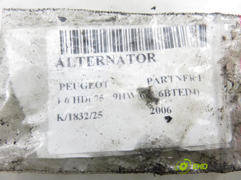 PEUGEOT PARTNER Combispace (5F) KOMBIVAN 2006 55,00 1.6 HDi 75 - 9HW (DV6BTED4) 1560,00 Alternátor  (Alternátor)