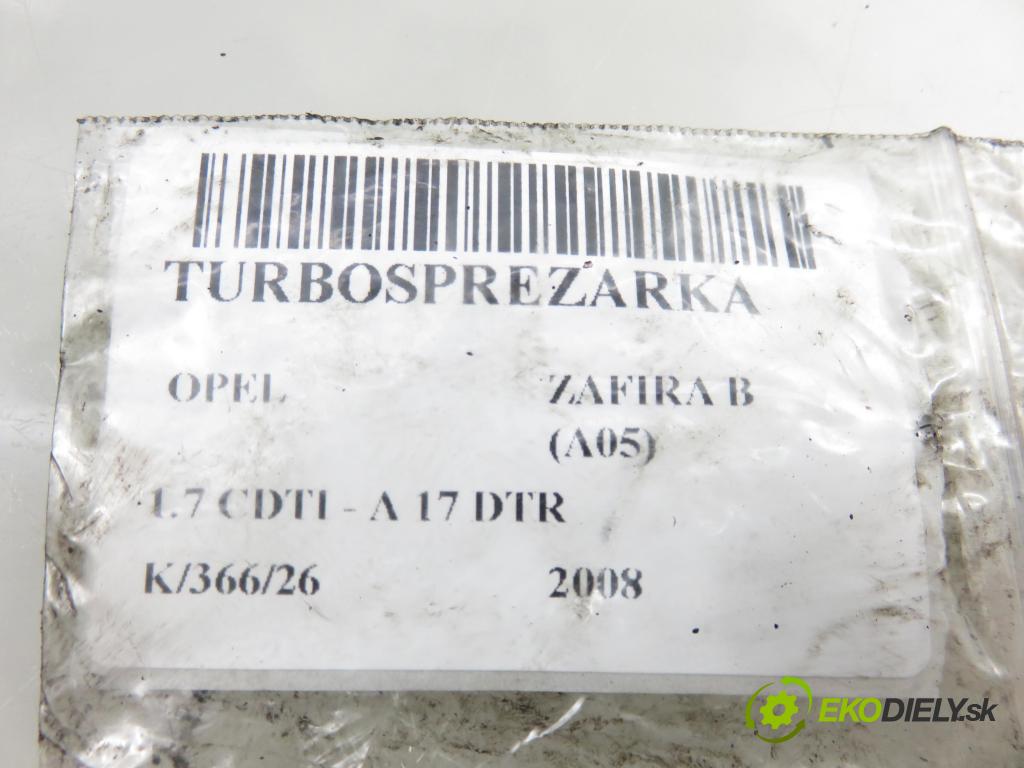 OPEL ZAFIRA B (A05) MINIVAN 2008 92,00 1.7 CDTI - A 17 DTR 1686,00 Turbodúchadlo 8980536743 (Turbodúchadlo (kompletné))