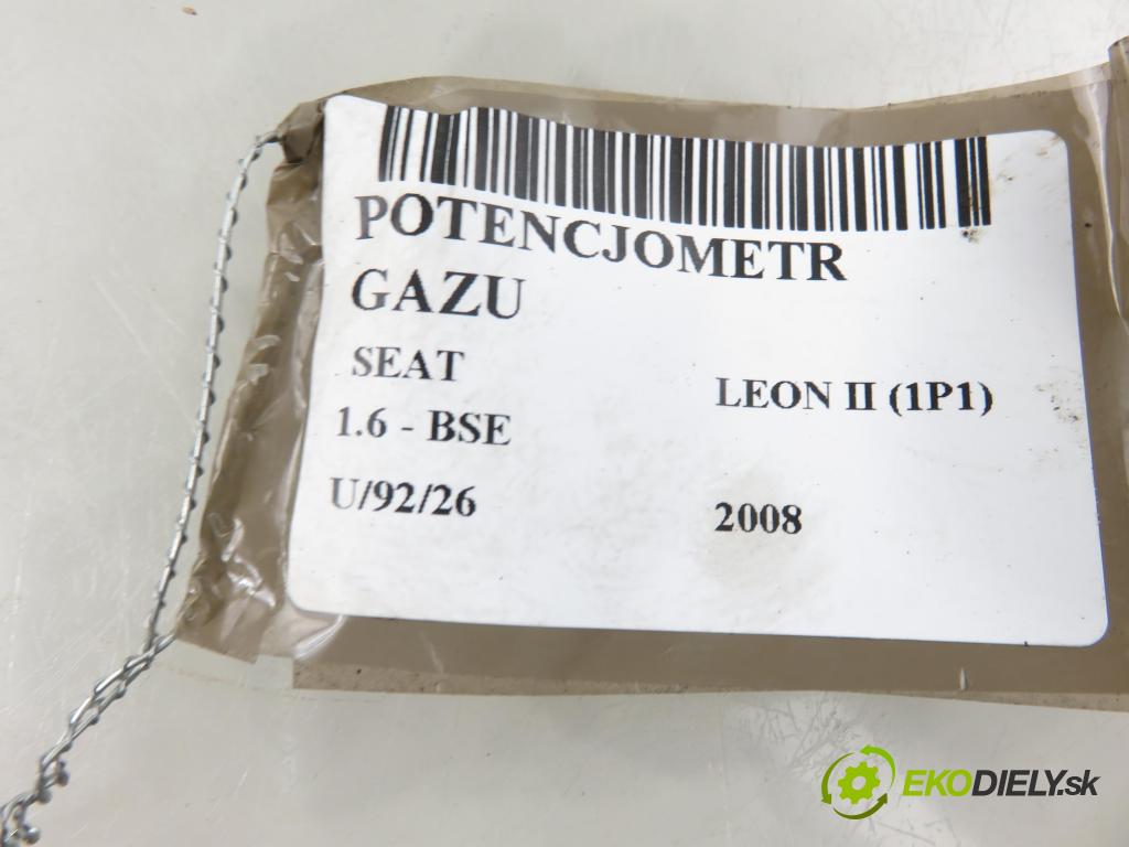 SEAT LEON (1P1) HB 2008 75,00 1.6 - BSE 1595,00 Potenciometer plynu 1K1721503AS (Potenciometer plynového pedálu)