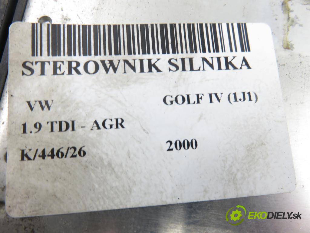 VW GOLF IV (1J1) HB 2000 66,00 1.9 TDI - AGR 1896,00 Riadiaca jednotka Motor 038906012K ; 0281010111